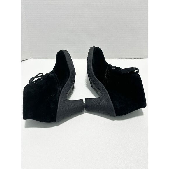 Aerosoles Ruffalo Wing Lace Up Suede Leather Heeled Heelrest Ankle Boots Black 6 - Picture 9 of 13